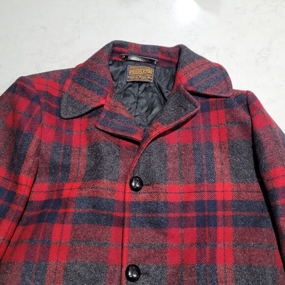 VTG Pendleton Wool Jacket Made In USA Plaid Large Over Coat Quilted Lining EUC - Picture 3 of 14